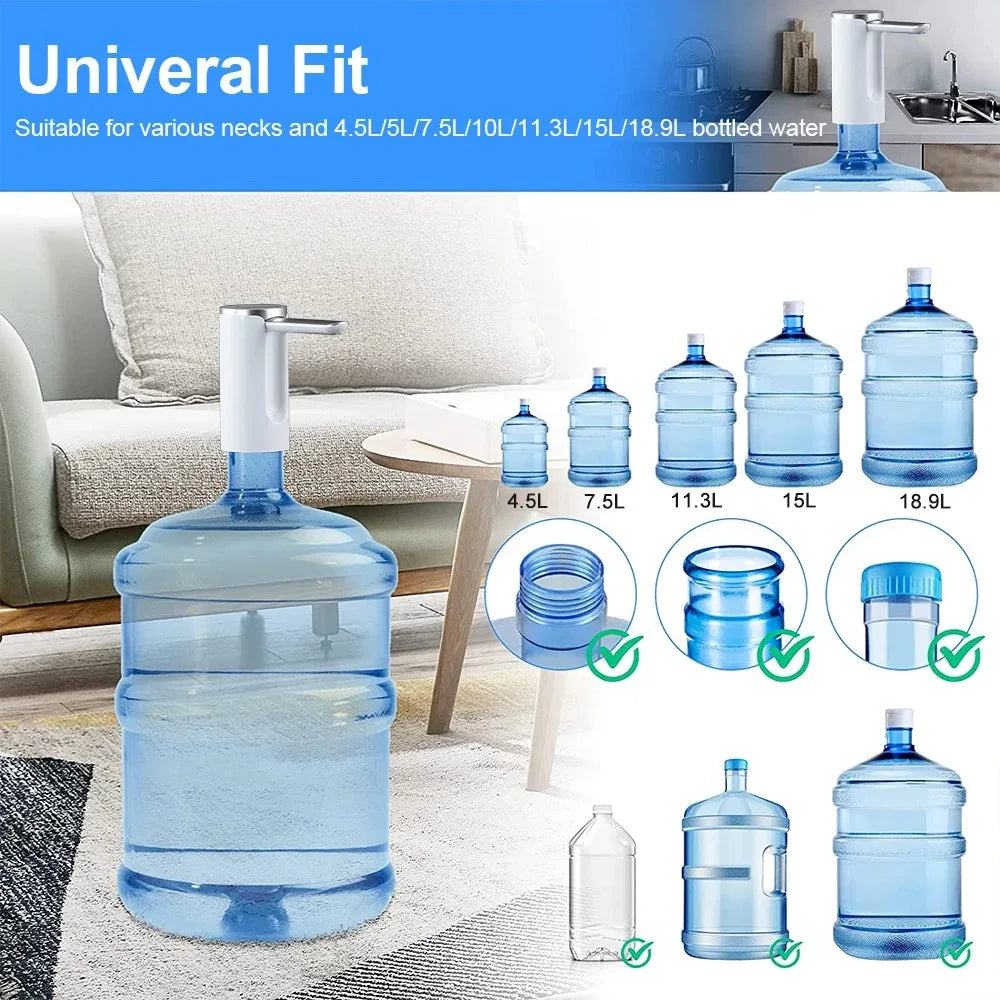 Rechargeable Portable Water Pump Mini Automatic Water Dispenser with Switch USB Charging for Universal 5 Gallon Bottle