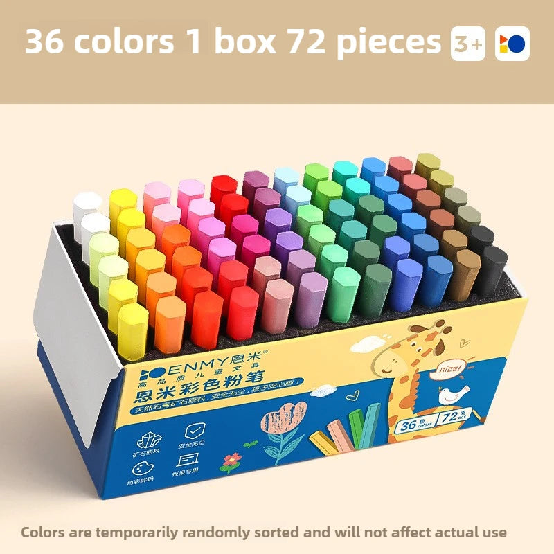 ENMY 12/36 Color Chalk Dustless Safe Chalk for Teachers Students Blackboard Non-Dusty Bright Colors Art Drawing School Supplies