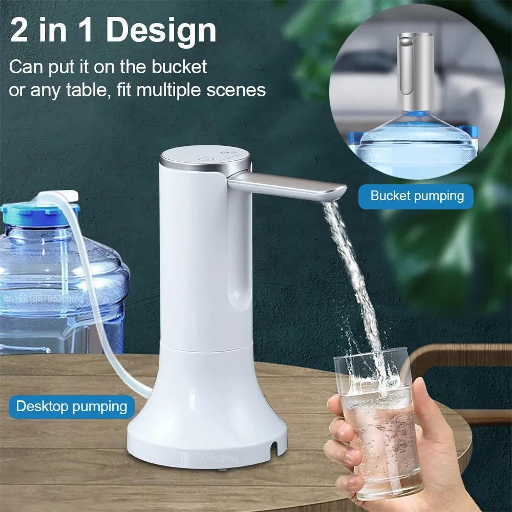 Rechargeable Portable Water Pump Mini Automatic Water Dispenser with Switch USB Charging for Universal 5 Gallon Bottle
