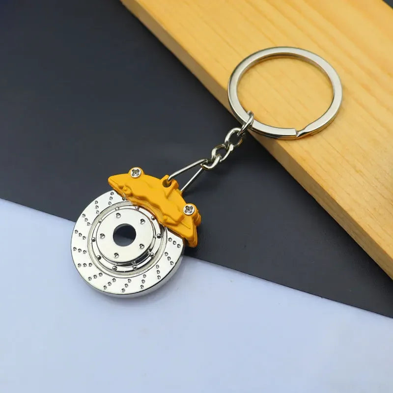Automotive Gear Head Keychain - Speed Gearbox Keyring with Turbo Hub & Brake Disc Design