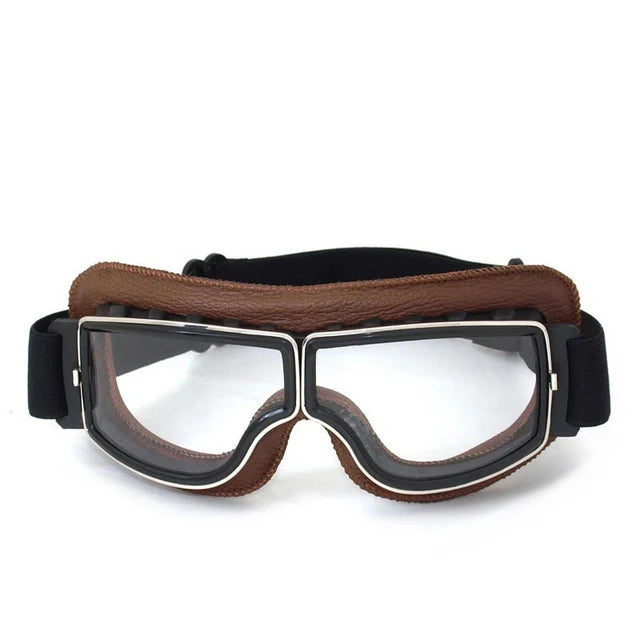 Premium Motorcycle Goggles - Windproof Retro Leather Folding Glasses