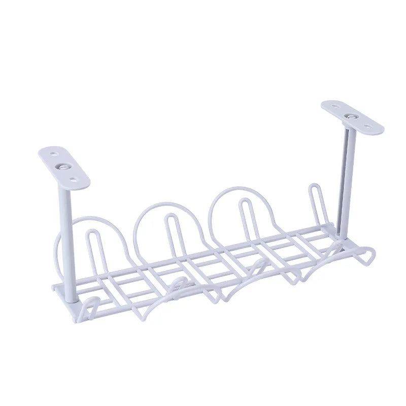 Under Desk Cable Organizer - Plastic Storage Rack for Office Cable Management