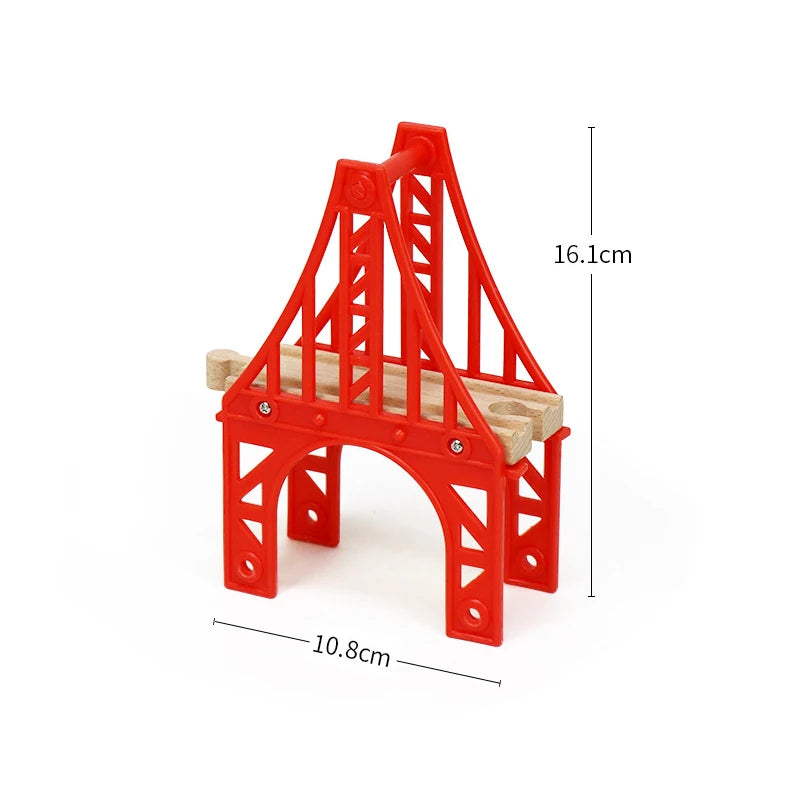 Wooden Train Track Accessories Universal Wooden Railway Tracks Bridge Parts Adapters Fit for All Brand Train Toys Birthday Gifts