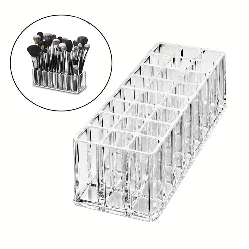 Premium 24-Slot Acrylic Makeup Brush Organizer & Lipstick Display