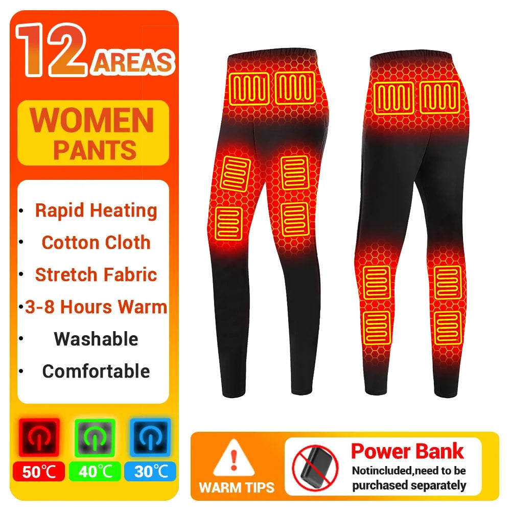 Winter Heated Thermal Underwear Skiwear Heated Jacket Fleece Warm Top Pants USB Electric Heating Clothing
