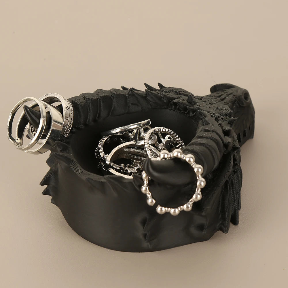 Cross-Border Gothic Dark Style Dragon Head Shaped Desktop Jewelry Storage Tray For Personalized Dark-Style Home Desktop Soft Dec