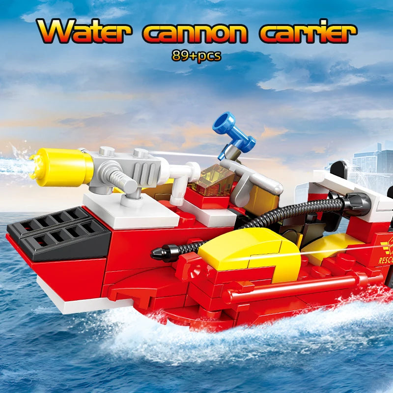 8 in 1 Fire Truck Building Blocks City Scaling Ladder Multifunctional Rescue Vehicle Combination Bricks Toy Kids Holiday Gifts