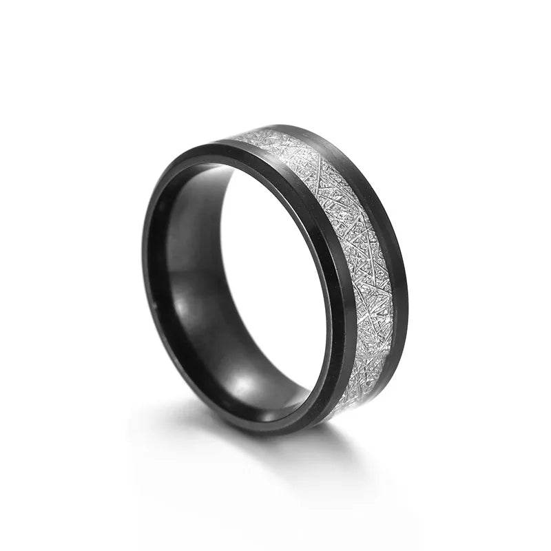 Premium 8mm Tungsten Carbide Ring - Stainless Steel Meteorite Wedding Band