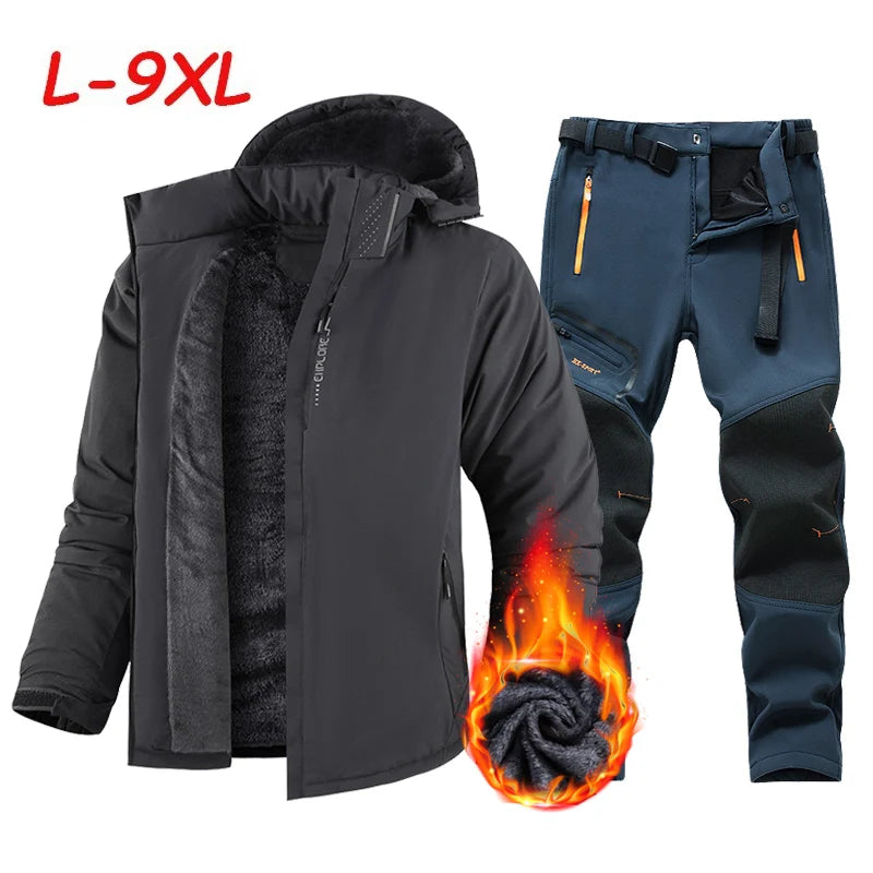 Ski Suit Men Winter Warm Waterproof Outdoor Sports Snow Jackets and Camping Pants Hot Ski Equipment Snowboard Parkas Jacket