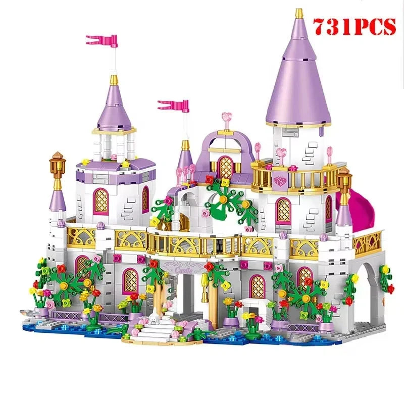 Girl's Dream Town Princess Ice Castle Building Blocks Assembly Constructor Model Kit Toys for Birthday Boys Girls Children