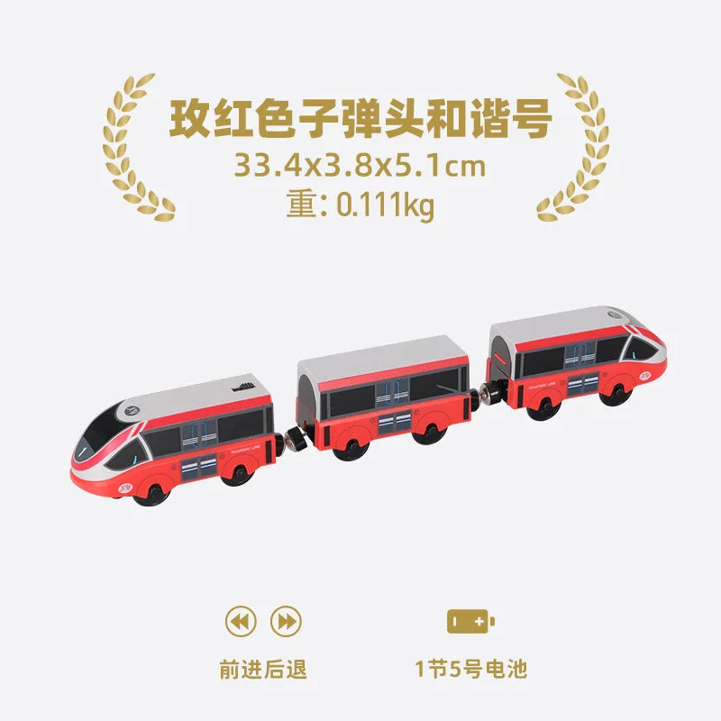 Electric Train Set Toys Model Train Electric Car Fit For Wooden Railway Wood Train Track Christmas Gift For Children
