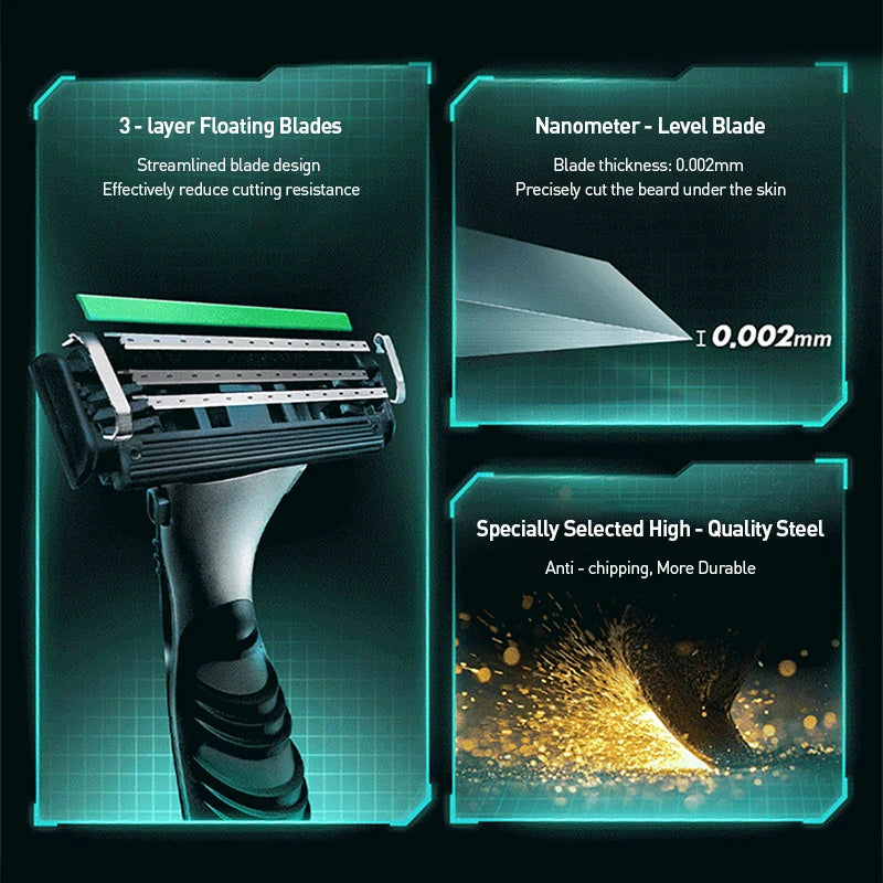 Gillette New Vector 3D Power Razor Floating Blades Shaving Beard Machine