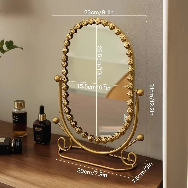 2025 New European Desktop Makeup Mirror Light Luxury High-end  Vertical Bedroom Household High-Definition Mirror Bedroom Decor