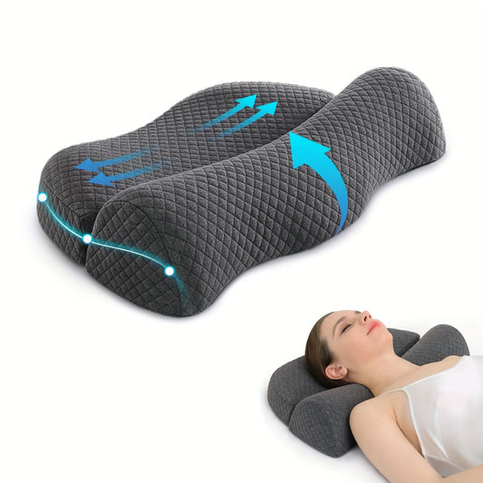 1 neck pillow with neck and shoulder support contour pillow, ergonomic corrective sleep pillow