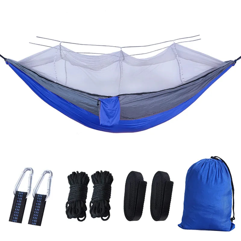 Premium Camping Hammock with Mosquito Net - Lightweight Parachute Fabric