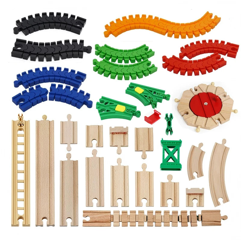 All Kinds Wooden Track Accessories Wooden Railway Train Track Parts Fit for Brand Wood Tracks Railway Toys for Children Gifts
