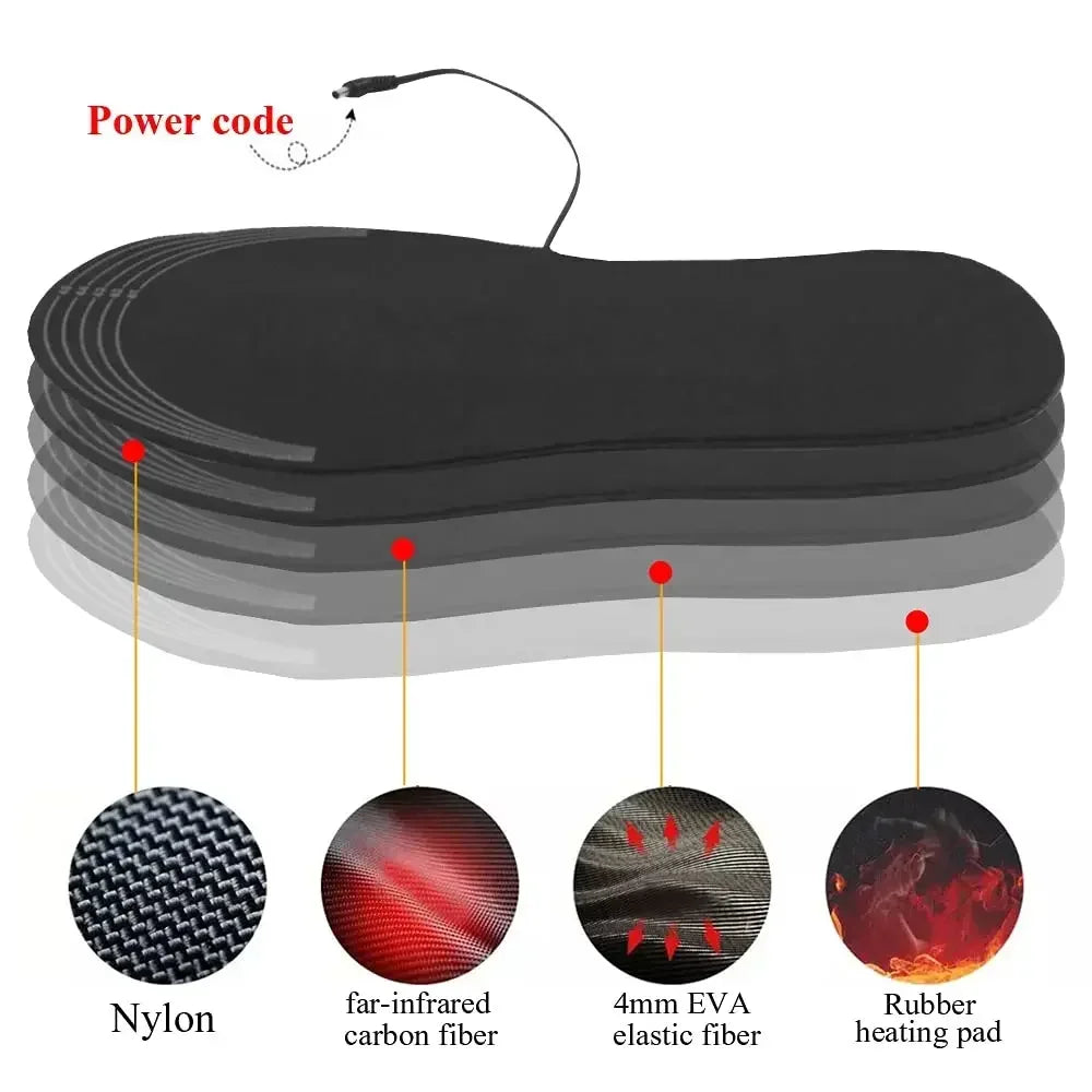 1-10Pair USB Heated Shoe Insoles Electric Foot Warming Pad Feet Warmer Sock Pad Mat Winter Outdoor Sports Heating Insole Warm