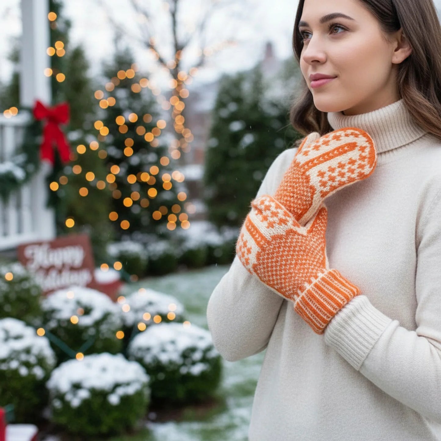 Knitted The Naughty List Mittens Hidden Middle Finger Winter Thermal Mittens for Ski Cycling Running Outdoor Activities