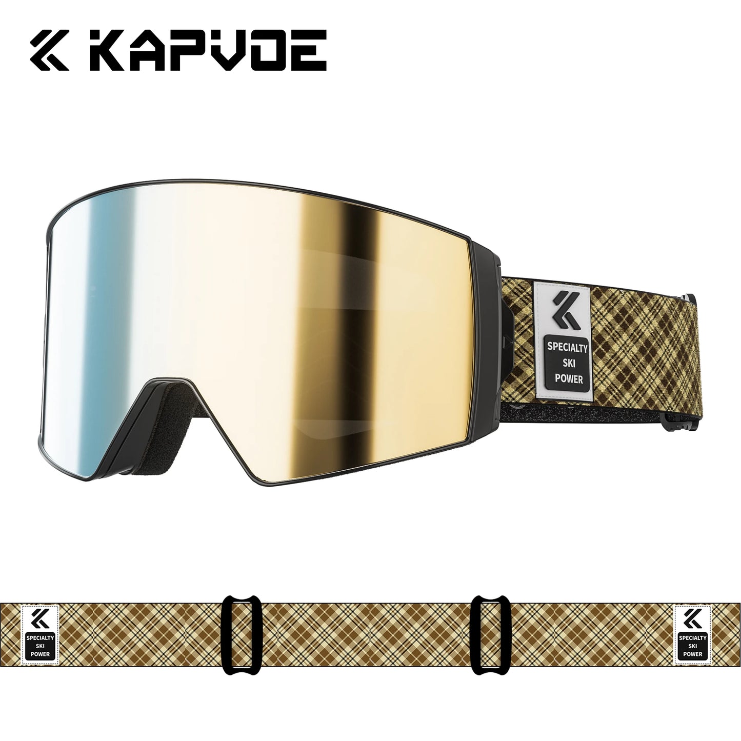 Kapvoe Snow Goggles Ski Sunglasses Snowboarding Mask Men Women Anti-Fog Lens Kit UV400 Protection Snowmobile Glasses Motorcycle