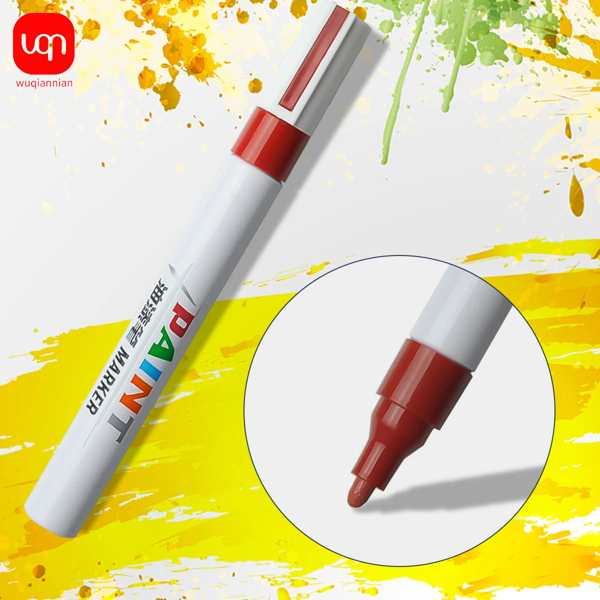 WQN-1PC Business Office Student Paint Pen, Waterproof Permanent Tire Position Marking Pen, Multi-Color, School Office Stationery