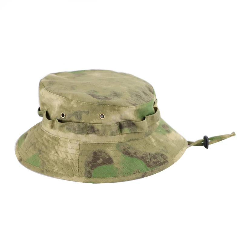Men's Panama Hat Bucket Hat Tactical Sunscreen Camouflage Outdoor Travel Climbing Fishing Caps Training Beach Men's Hiking Hat