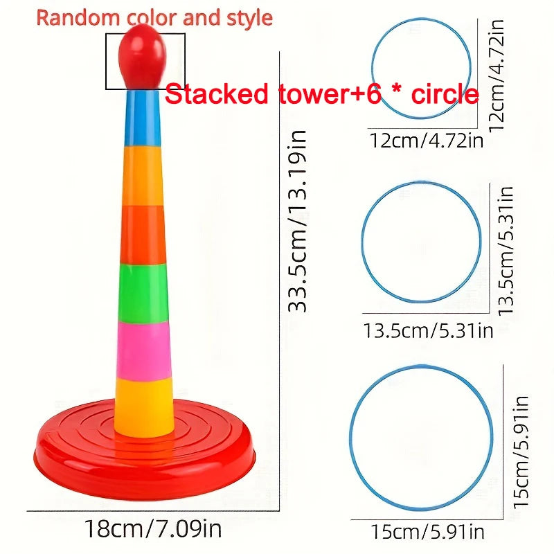 Children Throw Circle Game Ferrule Stacked Toys Fun Indoor Outdoor Parent-Child Interactive Circle Layers Early Education Gift