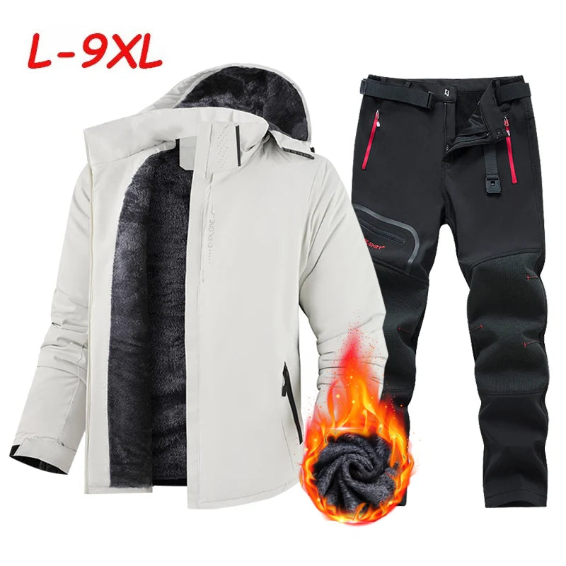 Ski Suit Men Winter Warm Waterproof Outdoor Sports Snow Jackets and Camping Pants Hot Ski Equipment Snowboard Parkas Jacket