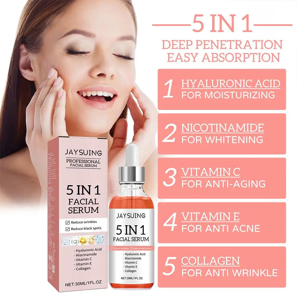 5-in-1 Anti-Aging Face Serum with Vitamin C & Hyaluronic Acid