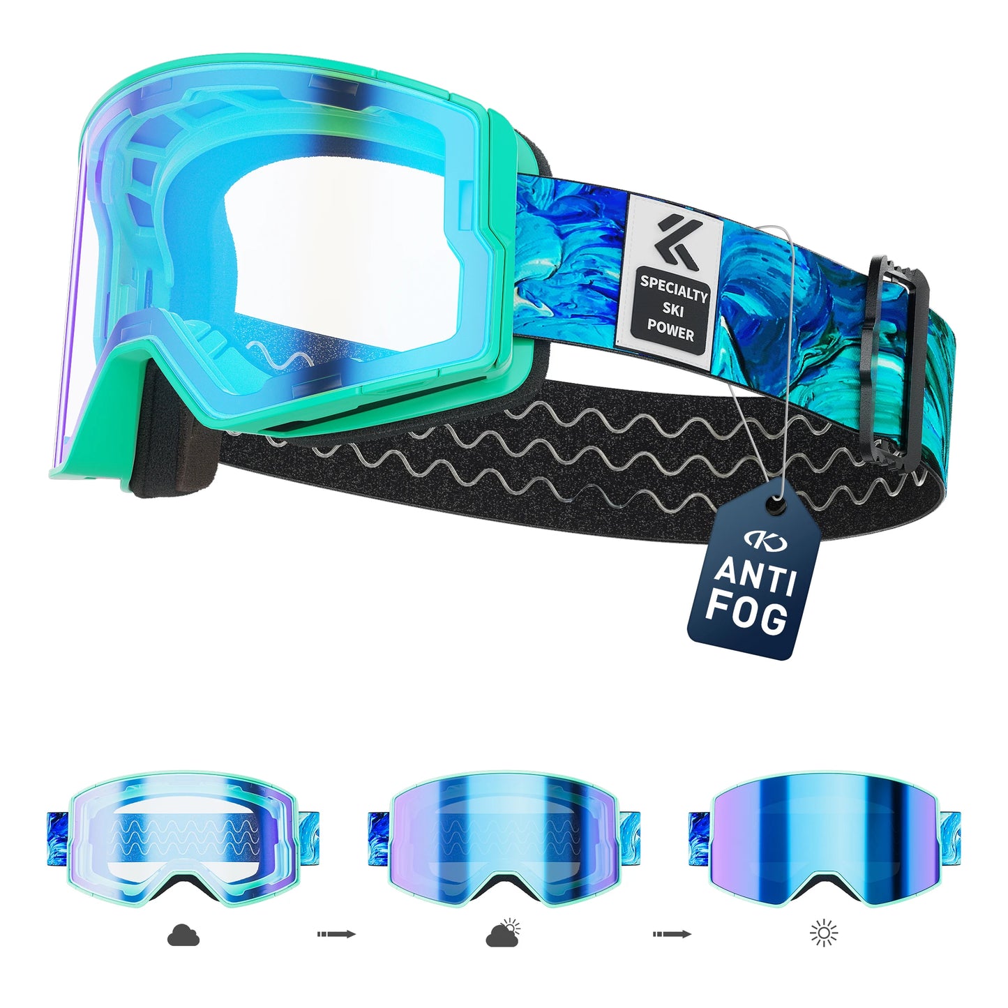 KAPVOE Outdoor Photochromic Ski Goggles Winter Snow Sports for Unisex Snow Glasses Anti-fog Magnetic Snowboard UV400 Glasses Hot