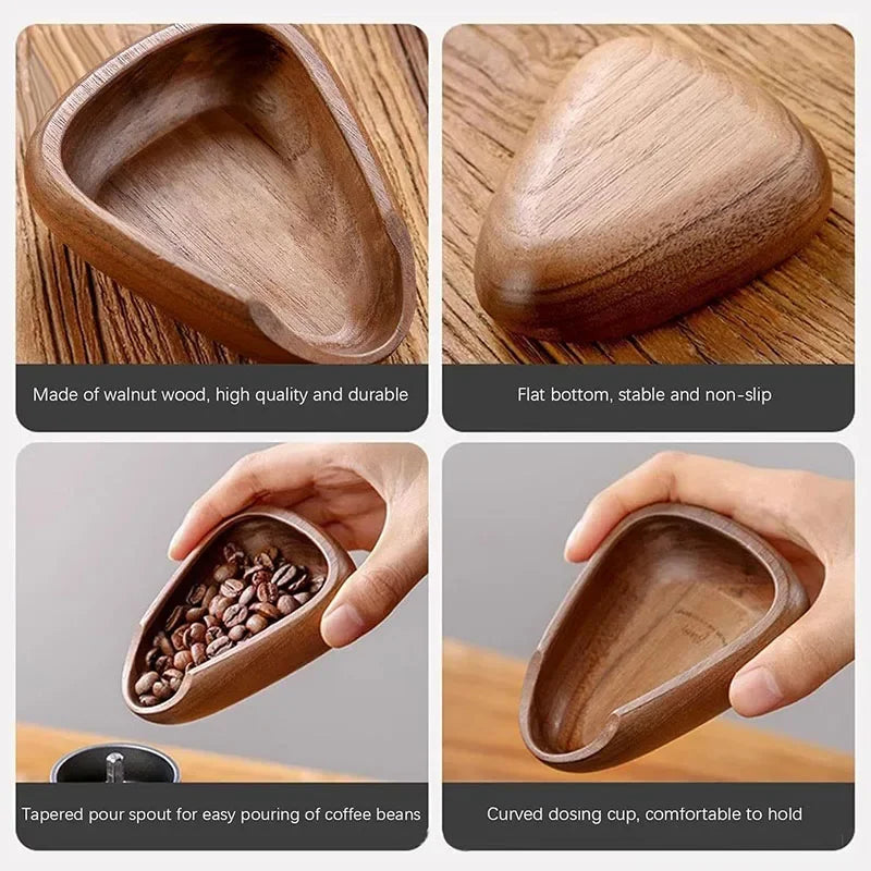 Coffee Bean Multifunctional Wooden Coffee Bean Dosing Cup and Light Spray Bottle Barista Set for Enhance Brewing Experience
