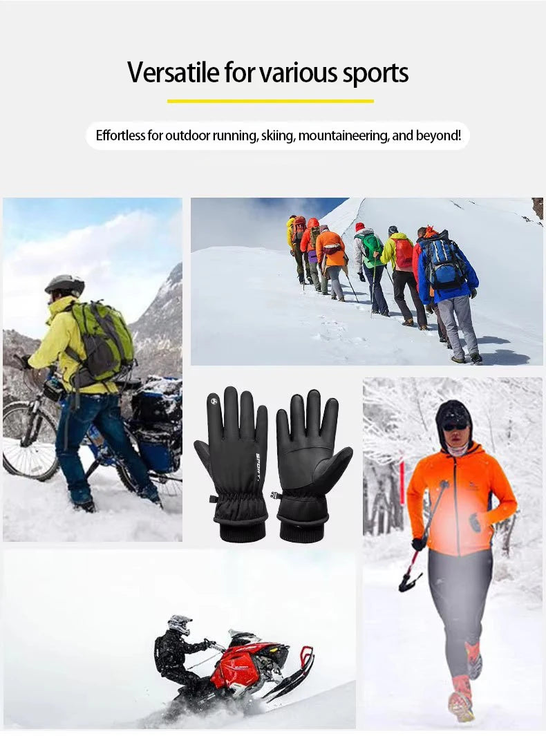 Winter men's gloves waterproof and cold-proof thickened outdoor cycling warm gloves winter fishing cycling ski gloves