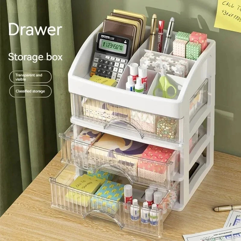 Multi-Layer Transparent Makeup Organizer with Drawer Storage