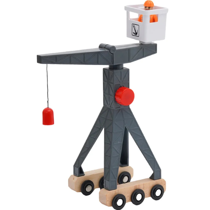 Wooden Train Track Accessories Tower Crane Compatible with Thomas Brio Track All Major Brand Railway Track