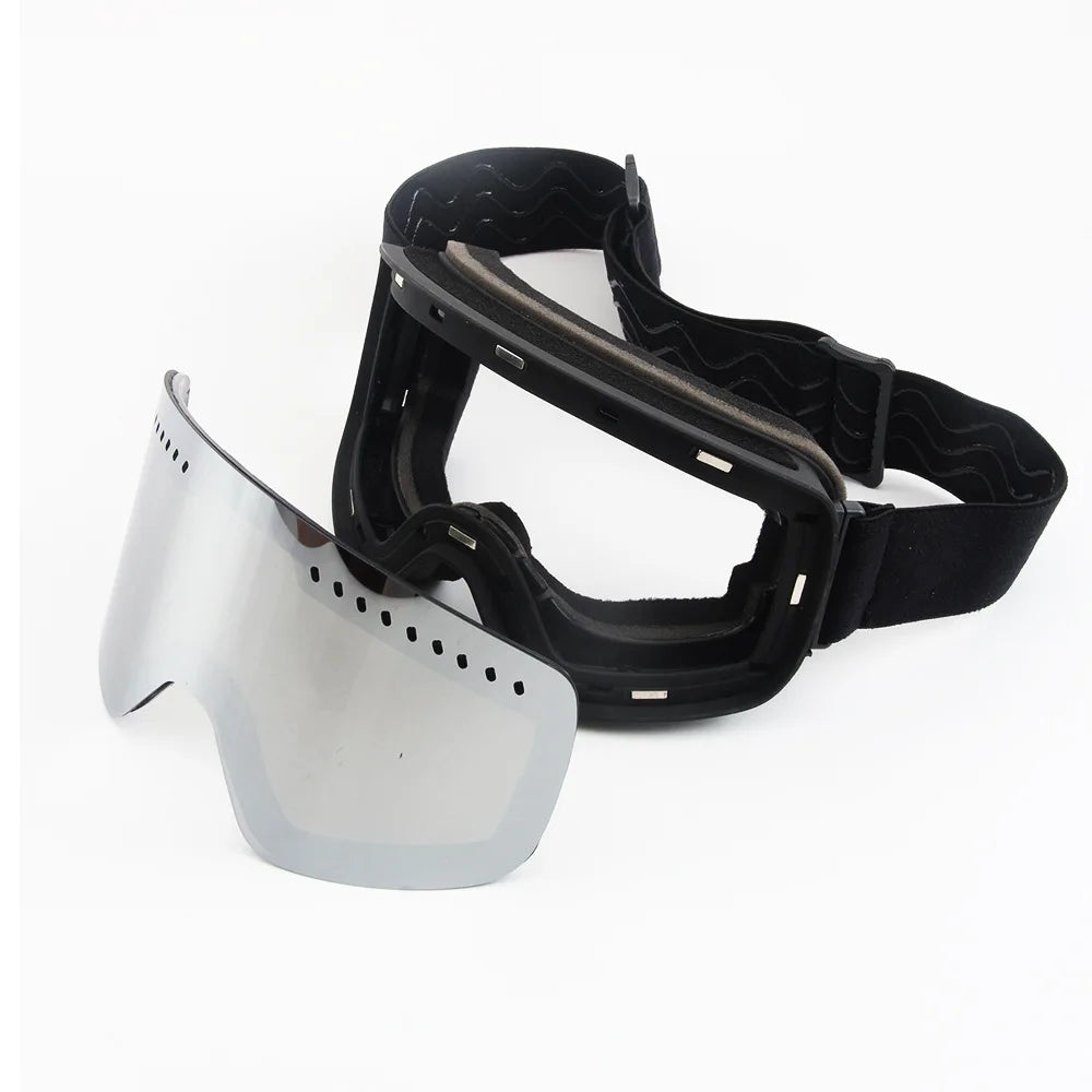 New colorful cylindrical magnetic double-layer anti-fog ski goggles outdoor windproof large-field night vision mountaineering go
