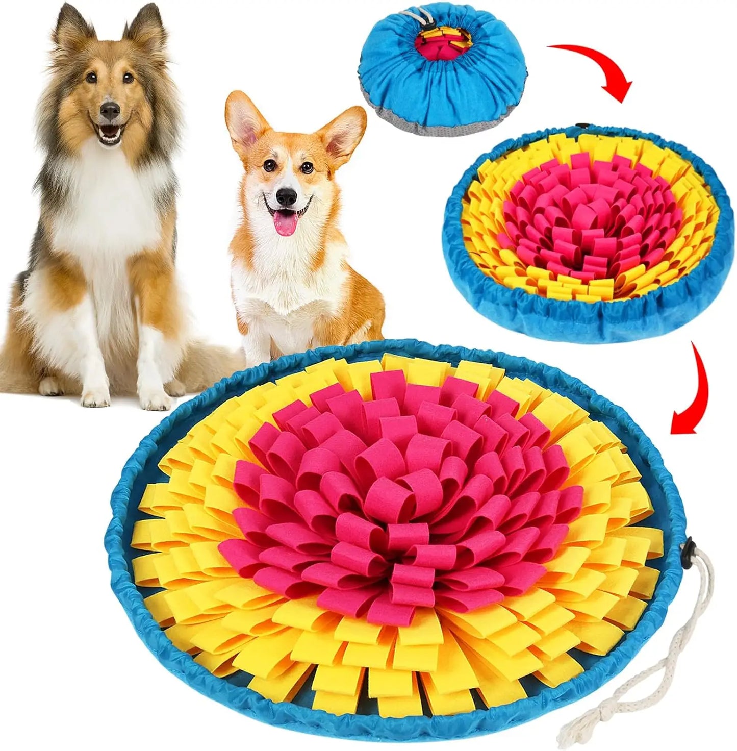 Vivifying Snuffle Mat for Dogs, Adjustable Nosework Mat for Small, Medium & Large Dogs, Interactive Dog Enrichment Toy
