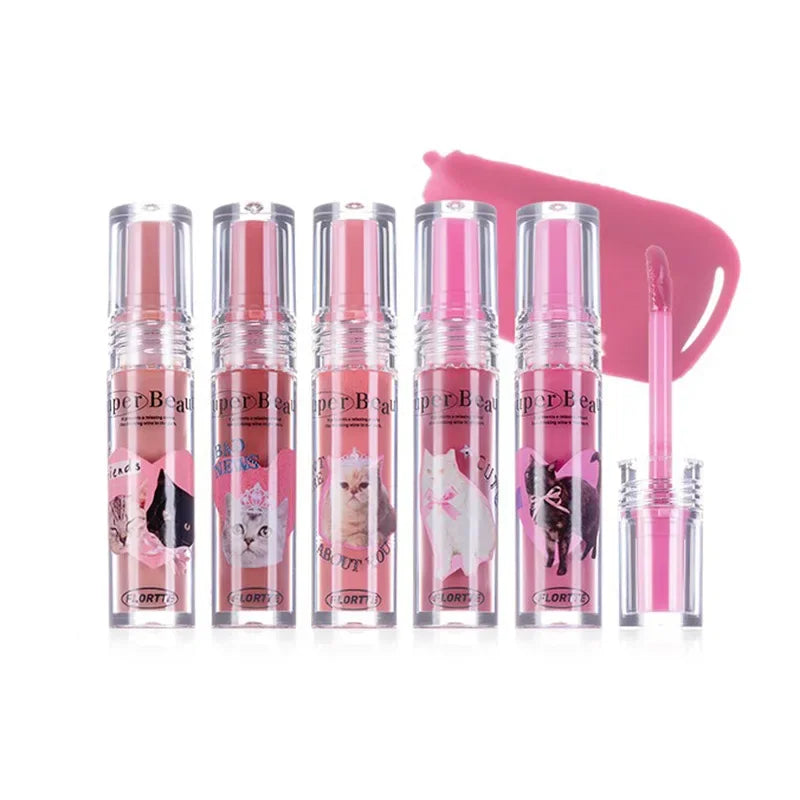 FLORTTE Lip Essence Lip Gloss Serum Lip Tint Oil Clear Nourishing Moisturizing Hydrating Fades Lip Lines Makeup Women Cosmetics