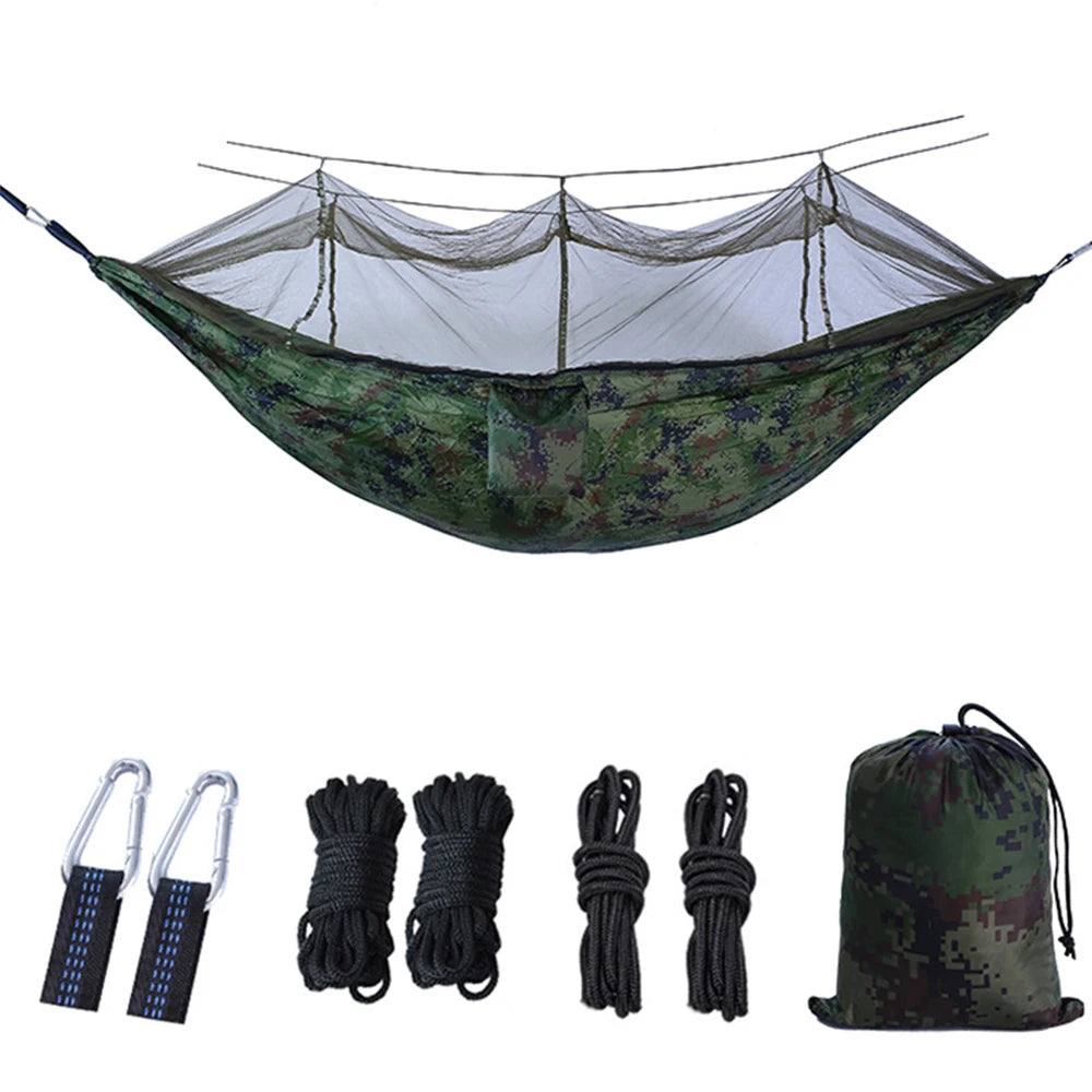Premium Camping Hammock with Mosquito Net - Lightweight Parachute Fabric