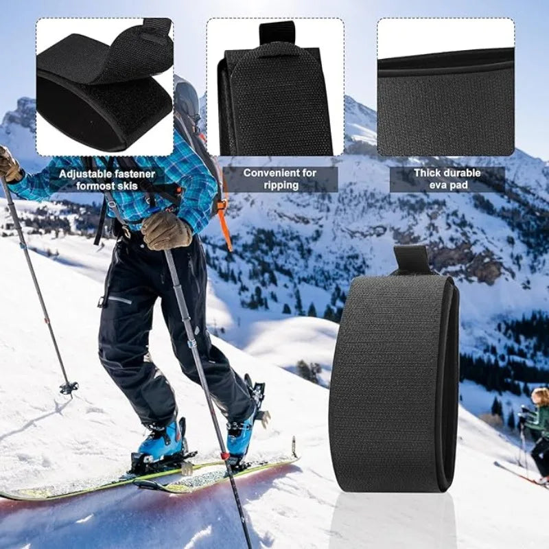 Adjustable Ski Wrap Straps Skis Band Storage Ski Fastener Tape Ski Storage Tie with Protective Pad Skis Accessories Winter Sport