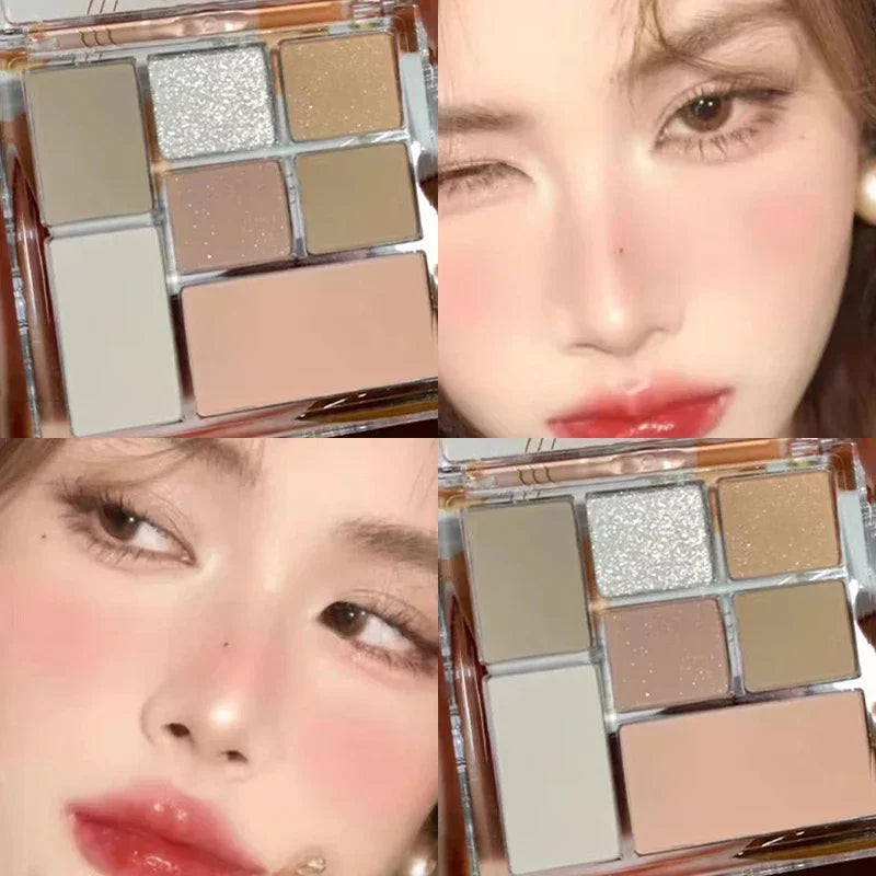 New 7 Colors Sweet Cool Smoked Eyeshadow Palette Pink-black Hot Girl Glitter Pearly Shadow Eyes Korean Makeup Pallet Cosmetics