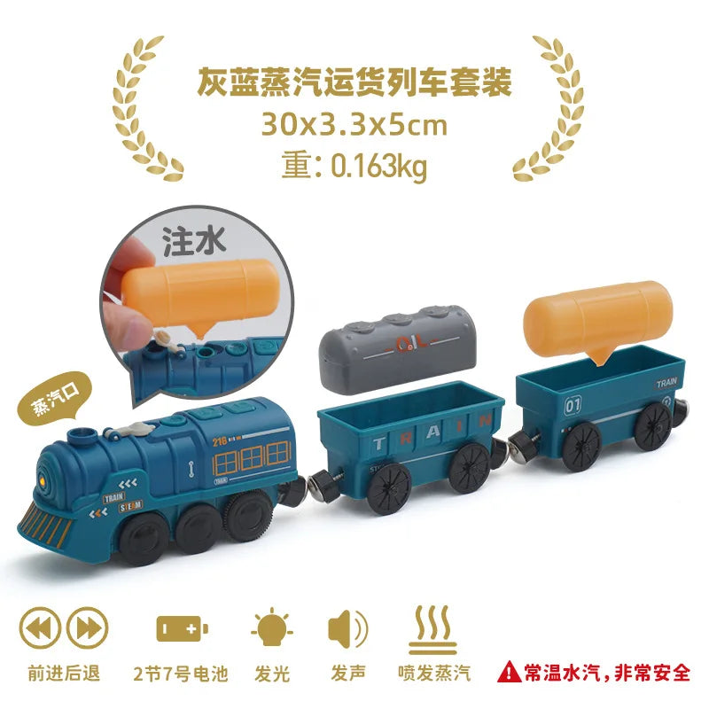 Electric Train Set Toys Model Train Electric Car Fit For Wooden Railway Wood Train Track Christmas Gift For Children