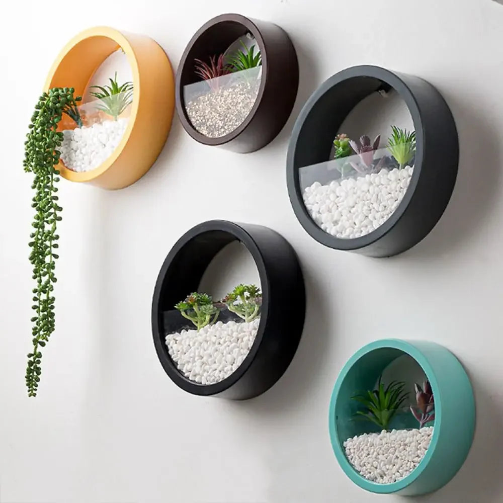 No Punching Indoor Green Dill Wall-mounted Flower Arrangement Flower Pot Ornaments Plant Container Hydroponic Vase Flowerpot