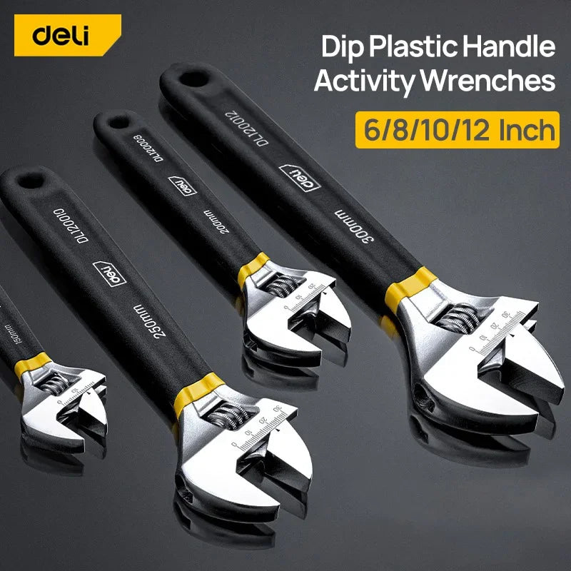 Premium Deli Adjustable Wrench - Carbon Steel Universal Spanner Tool