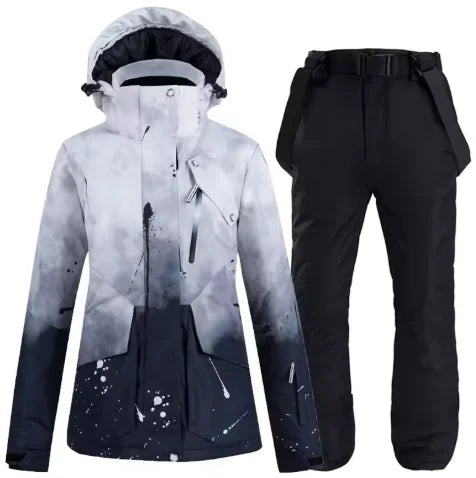 Snowboarding Suit Sets for Men and Women, Snow Wear Clothing, Waterproof, Ski Jacket, Strap Pant, Winter Costume, For Adult
