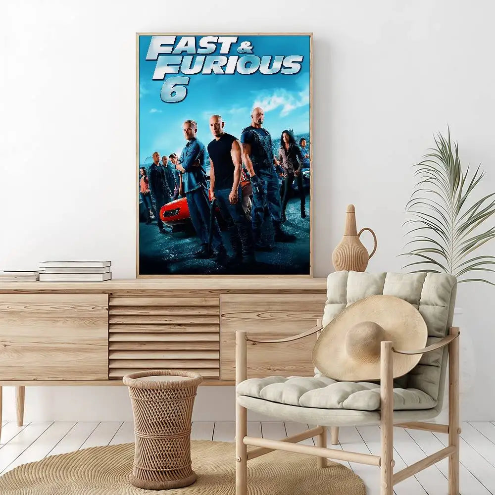 Fast And Furious Movie Whitepaper Poster HD Quality Poster Wall Art Painting Study Room Wall Decor