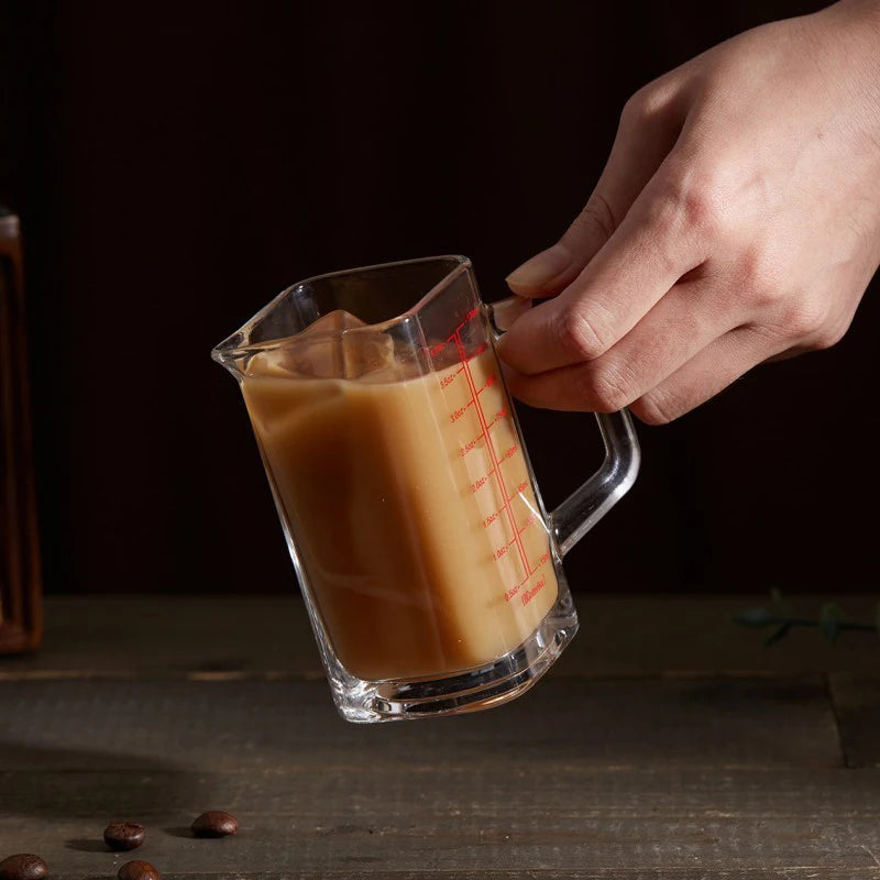 90/120ml Heat-resistant Glass Measuring Cup Milk Jigger Glass Ounce Cup With Handle For Espresso Coffee Brarista Accossories