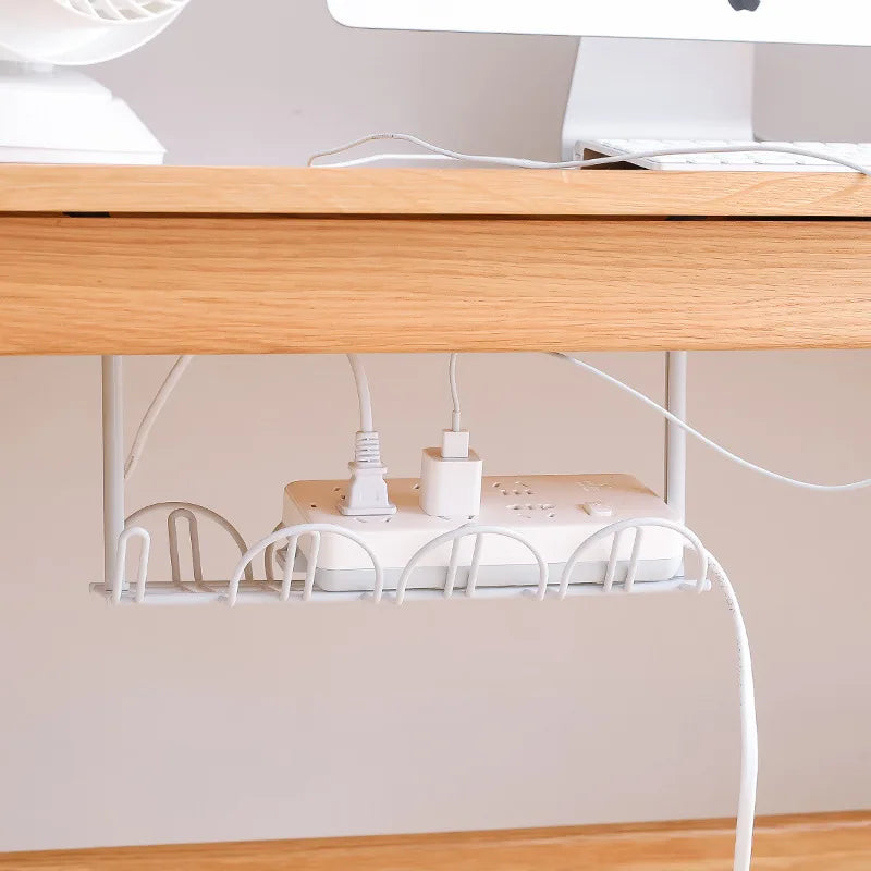 Under Desk Cable Organizer - Plastic Storage Rack for Office Cable Management