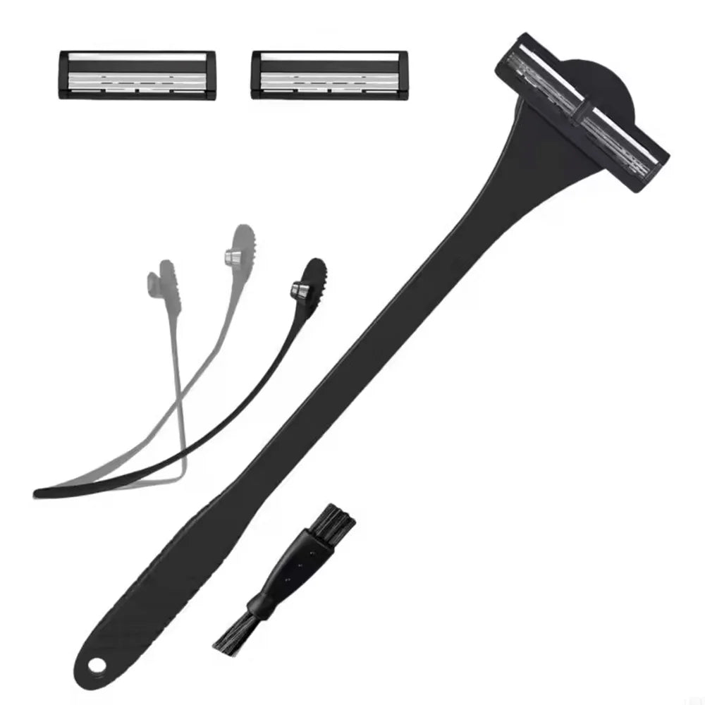 Men's 2-in-1 Silicone Back Shaver Scrubber Razor with Three Layers for Efficient Back Hair Removal Shaving Tool