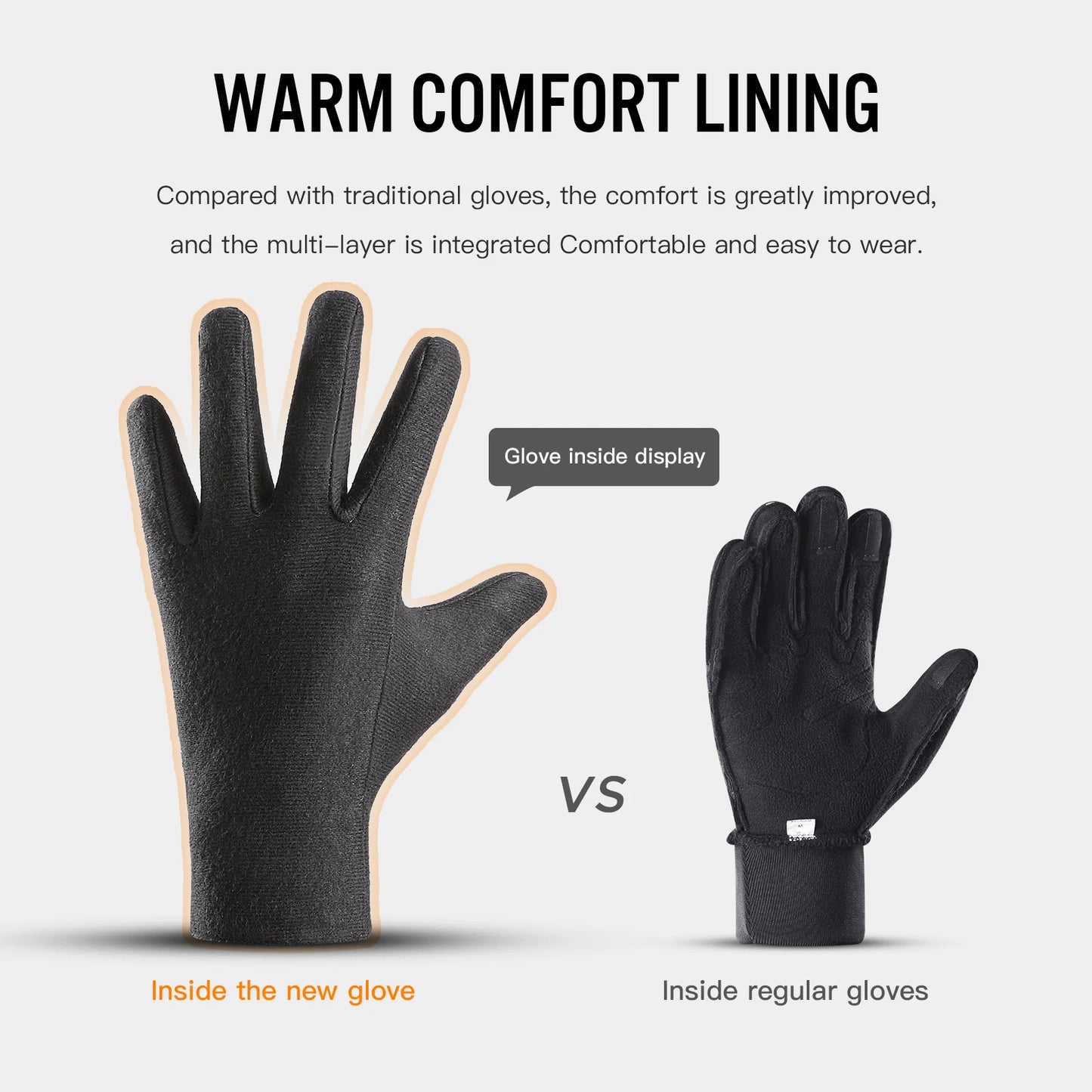 Outdoor Winter Cycling Skiing Gloves Black Waterproof Warm Touchscreen Anti-slip Mountaineering Motorcycle Ski Gloves