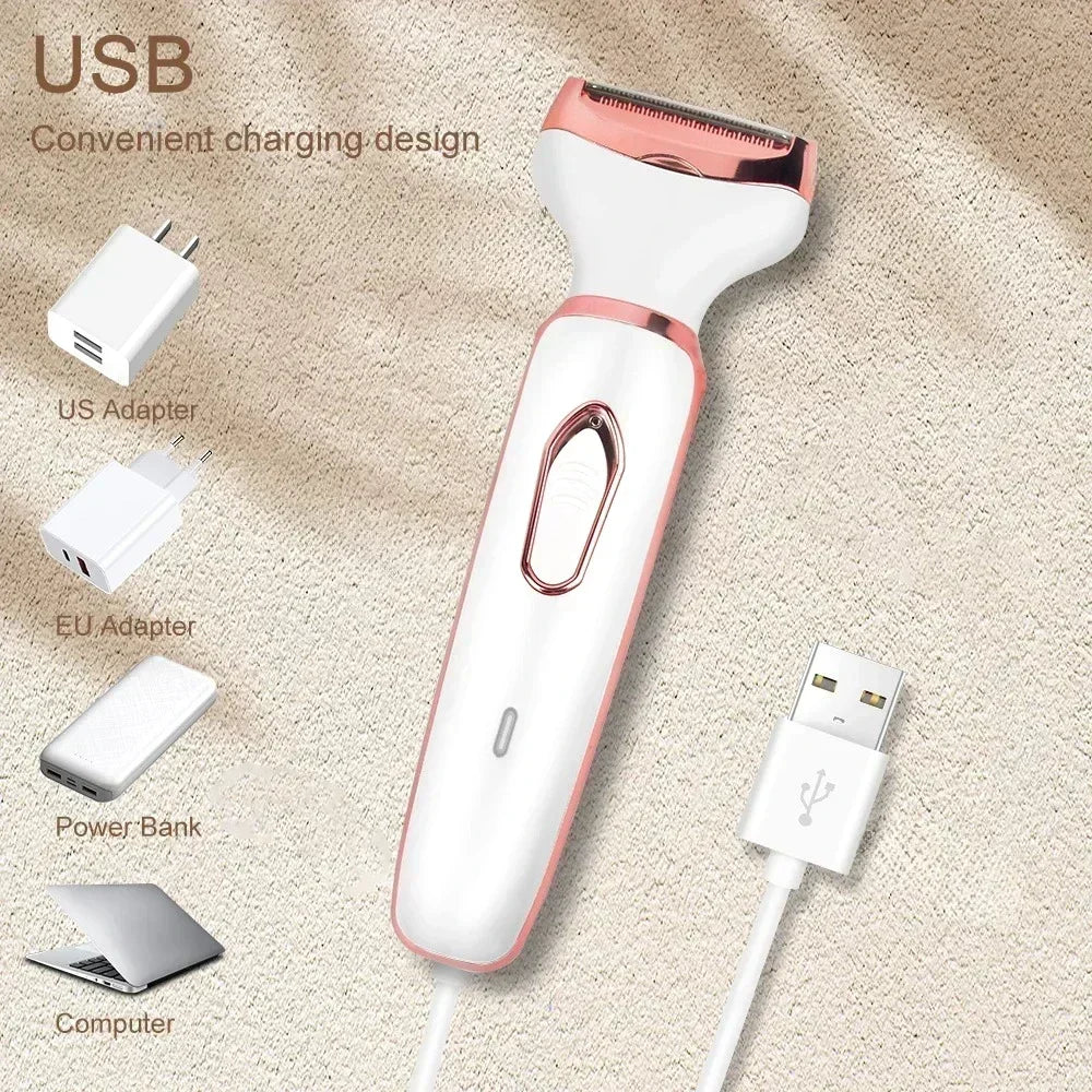 4 In 1 Electric Lady Shaver for Full Body Shaving Lady Hair Removal Epilator Painless Cordless Trimmer Razor Gifts For Women