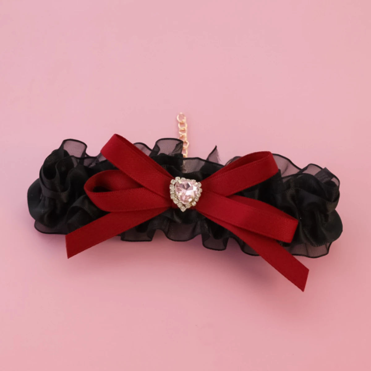 Luxury lace and rhinestone pet collar with heart-shaped charm-cute floral bow design, adjustable for cats and small dogs